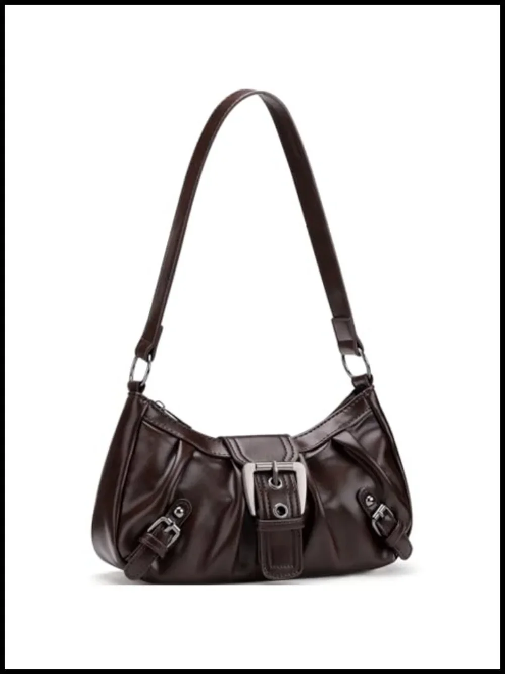 Vegan Leather Hobo Bag with Zipper Pocket